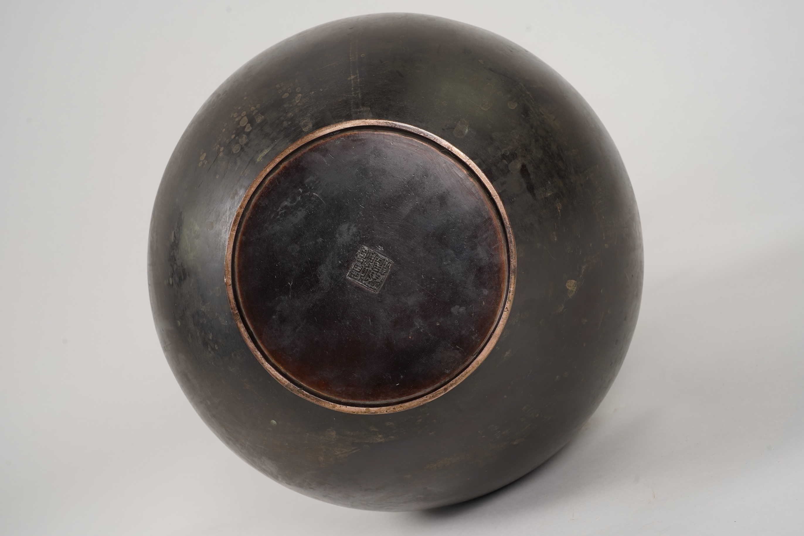 A massive Japanese bronze ‘dragon’ bottle vase, Meiji period
